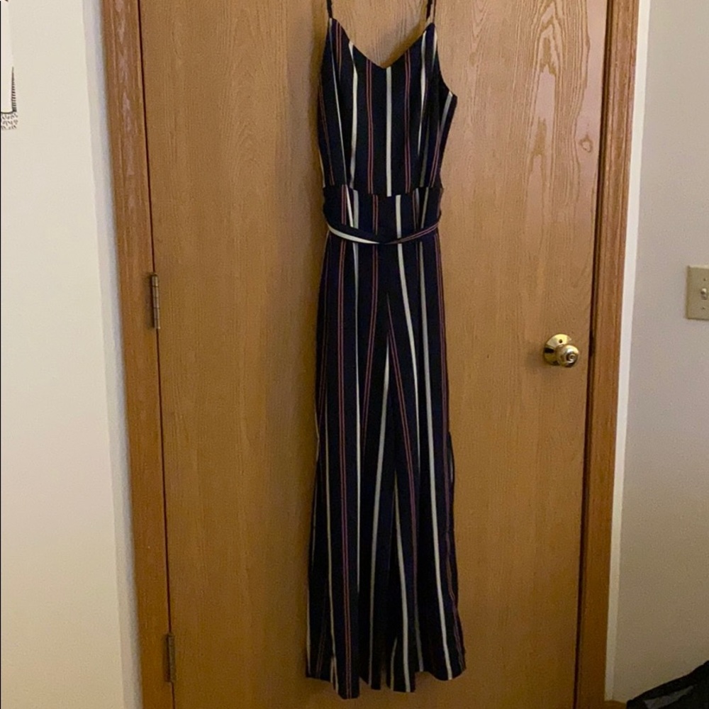 Monteau Blue Striped Jumpsuit